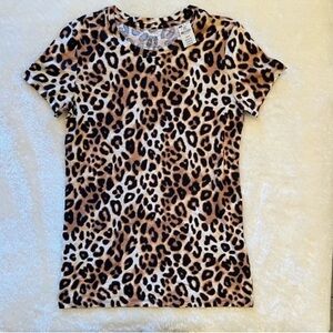 Pink VS Leopard Print Crew Neck Top